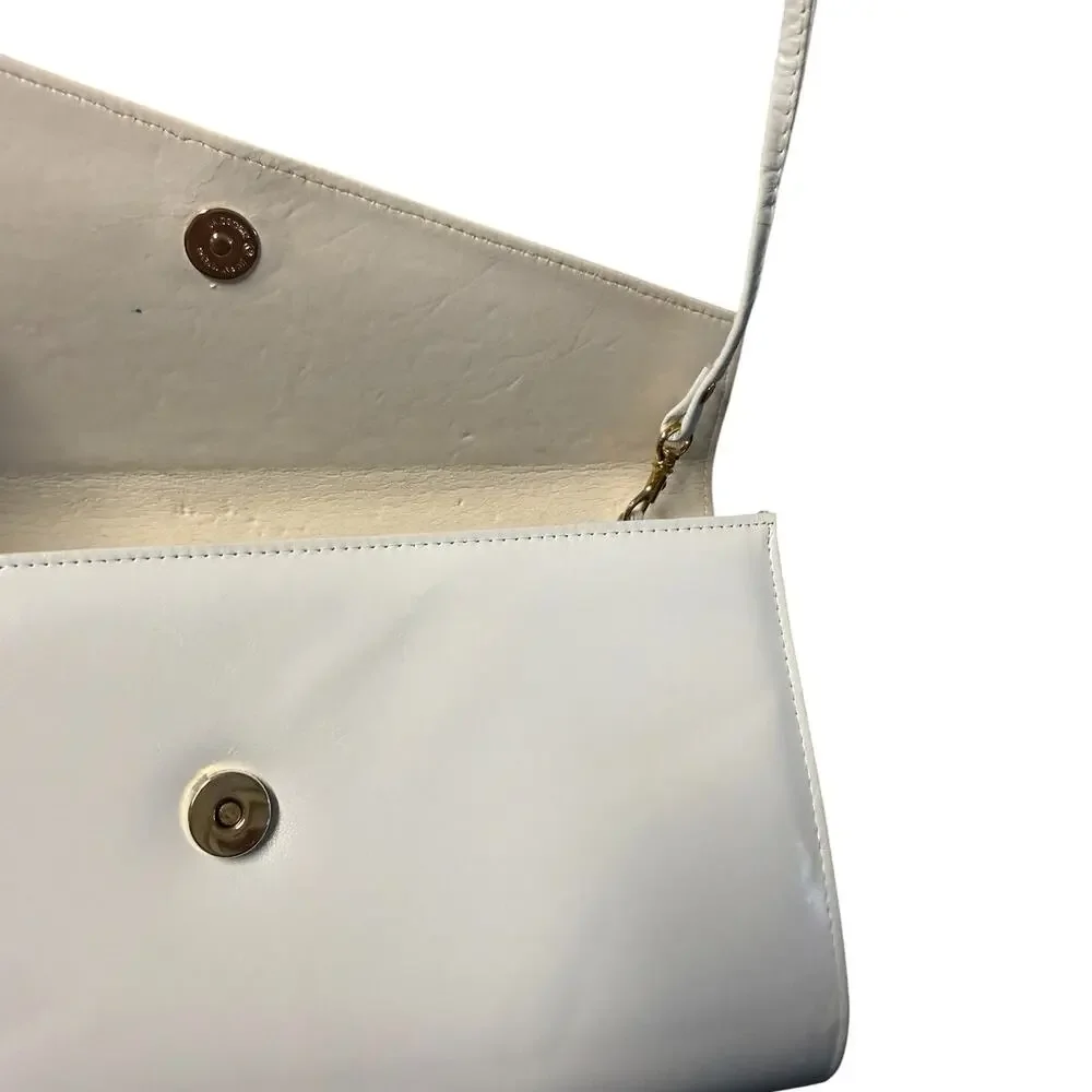 Jasmin Hong Kong Vintage White Leather And Snakeskin Purse Clutch EUC MOD Go-Go